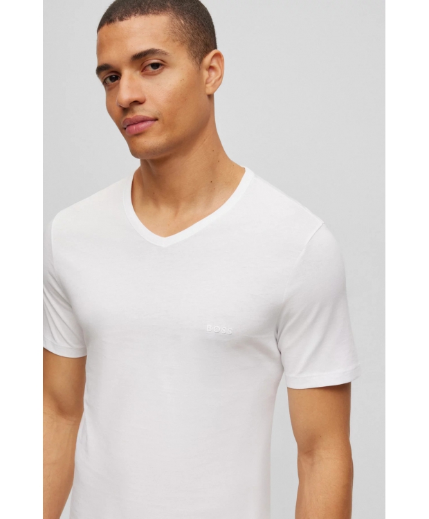 BOSS 3pak t-shirts med v-hals i hvid til herre
