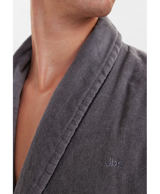 JBS badekåbe med velour i lysegrå til herre. billede 3