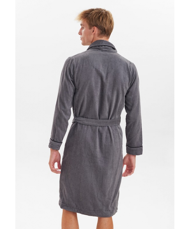 JBS badekåbe med velour i lysegrå til herre. billede 6