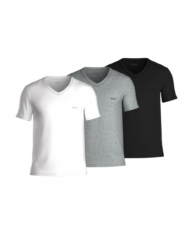 BOSS 3pak t-shirts med v-hals i forskellige farver til herre