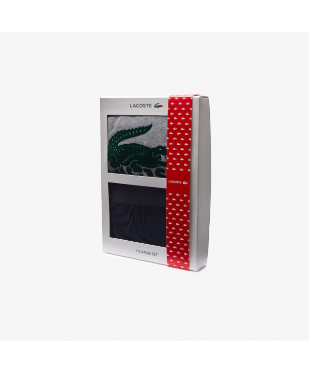 LACOSTE pyjamassæt i sort og grå til herre