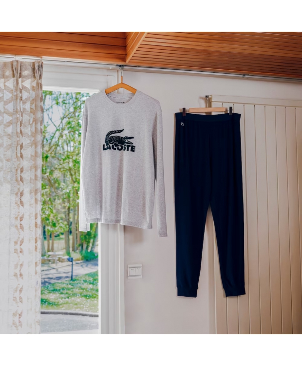 LACOSTE pyjamassæt i sort og grå til herre billede 3