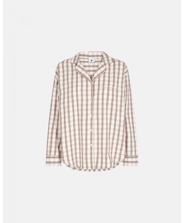 JBS of Denmark Women flannelskjorte i beige med brun ternede nuancer