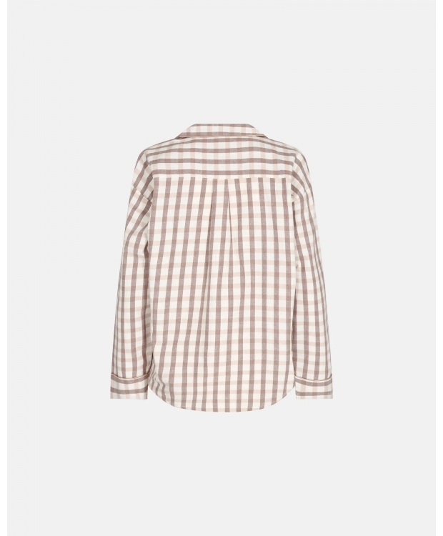 JBS of Denmark Women flannelskjorte i beige med brun ternede nuancer billede 3